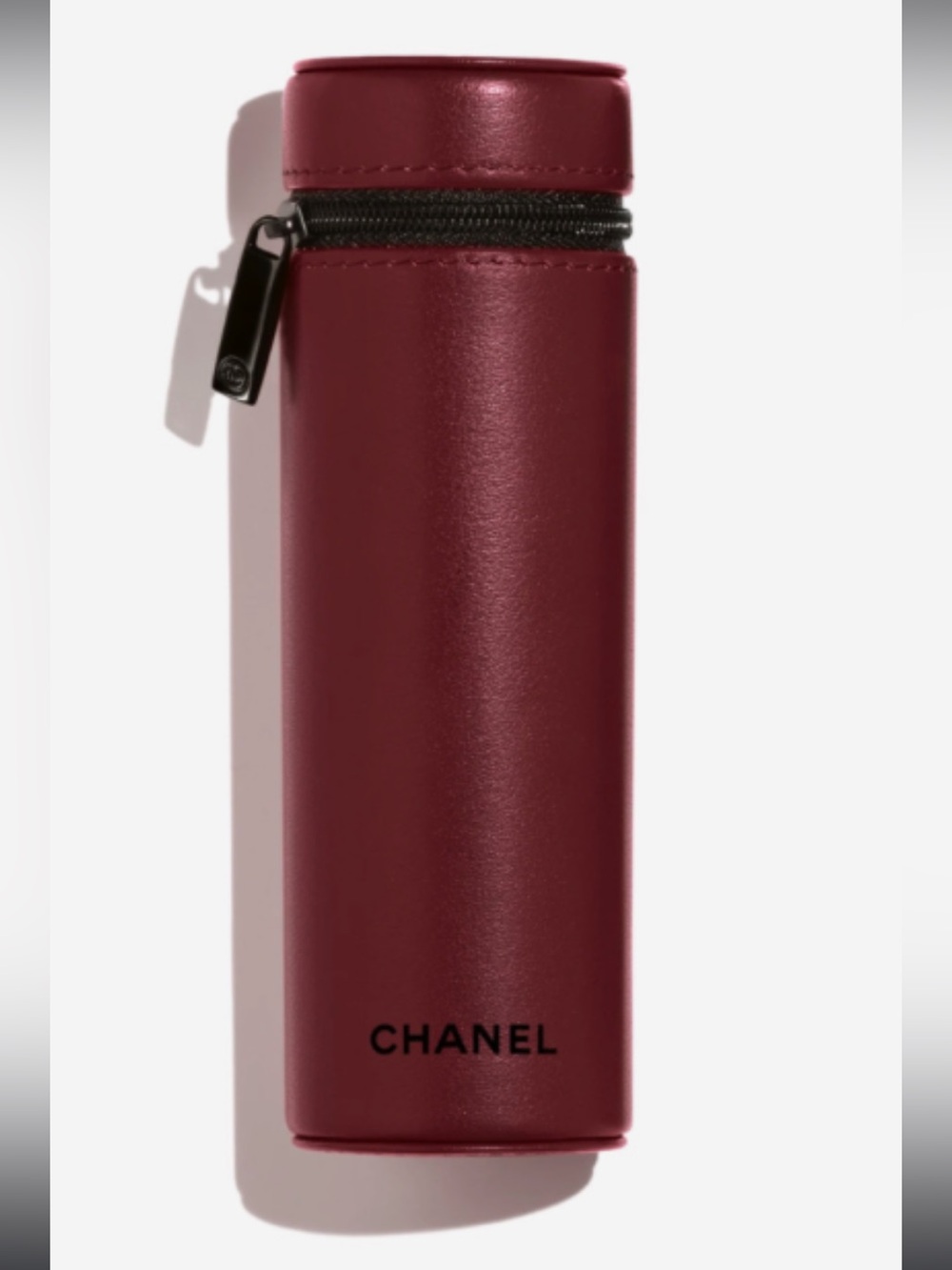 Chanel beauty Codes Couleur burgundy leather cylindrical case rouge noire